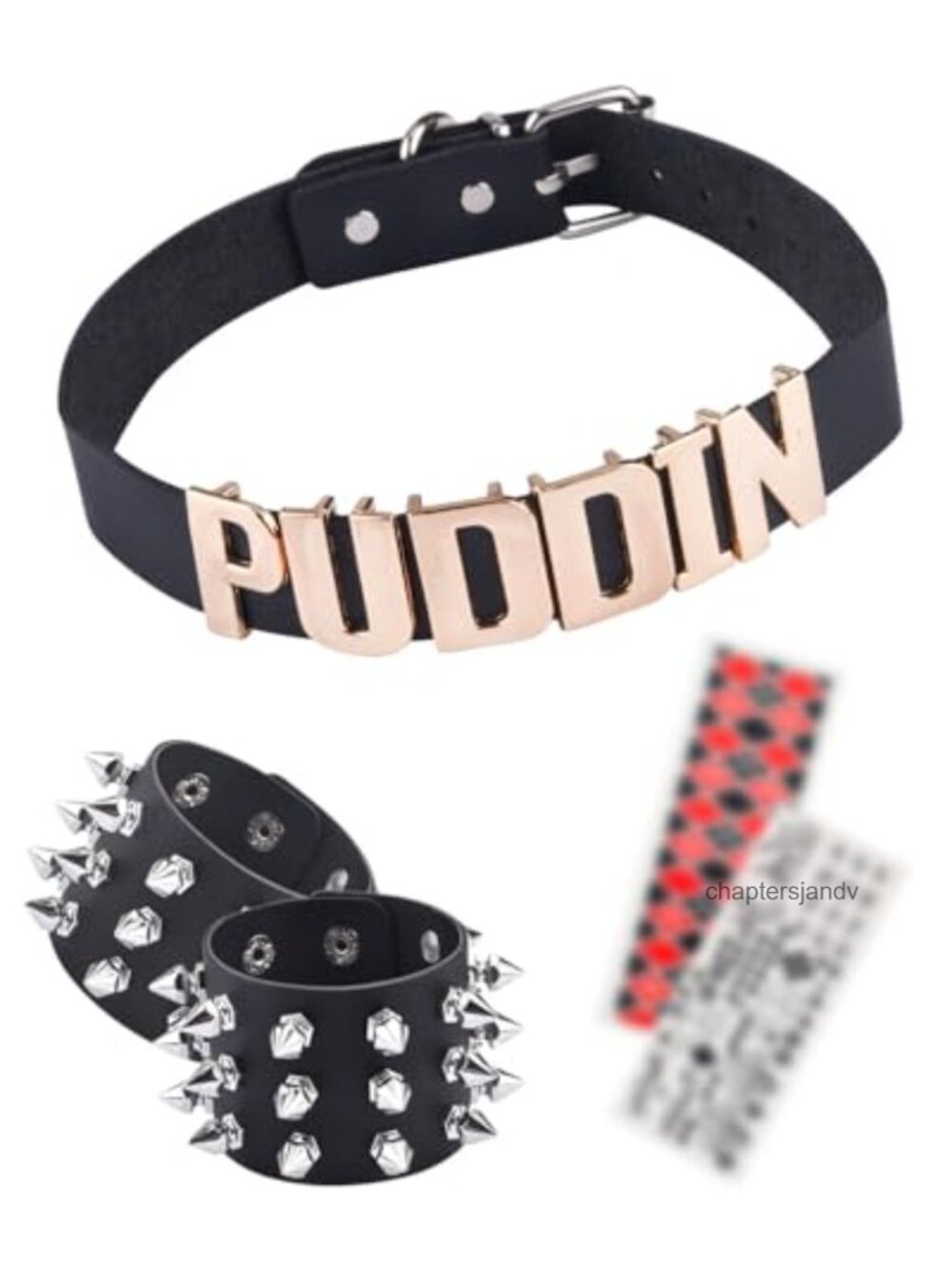 PU Leather Suede Punk Choker Spike Bracelets Set Cosplay Halloween
